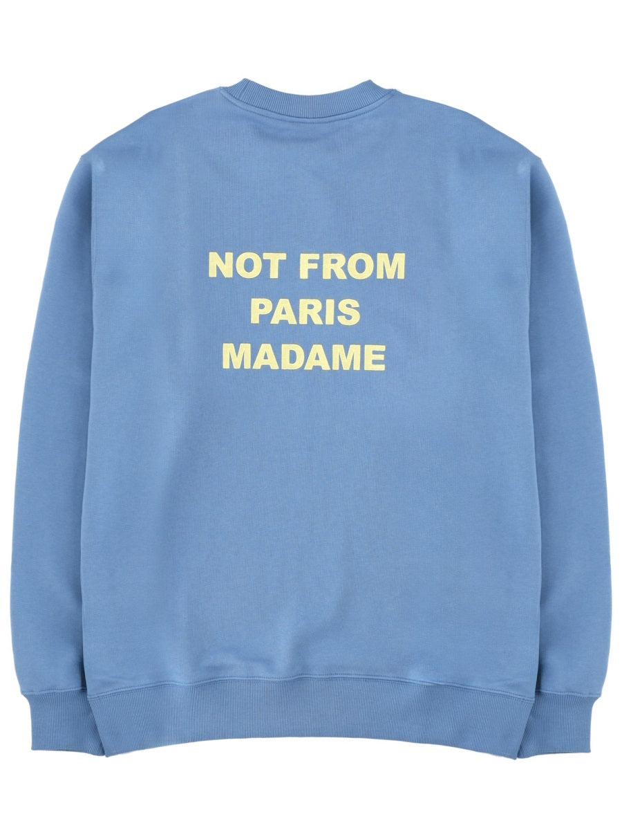 DrôLe De Monsieur Slogan Typographic Sweatshirt — Blue, view 2