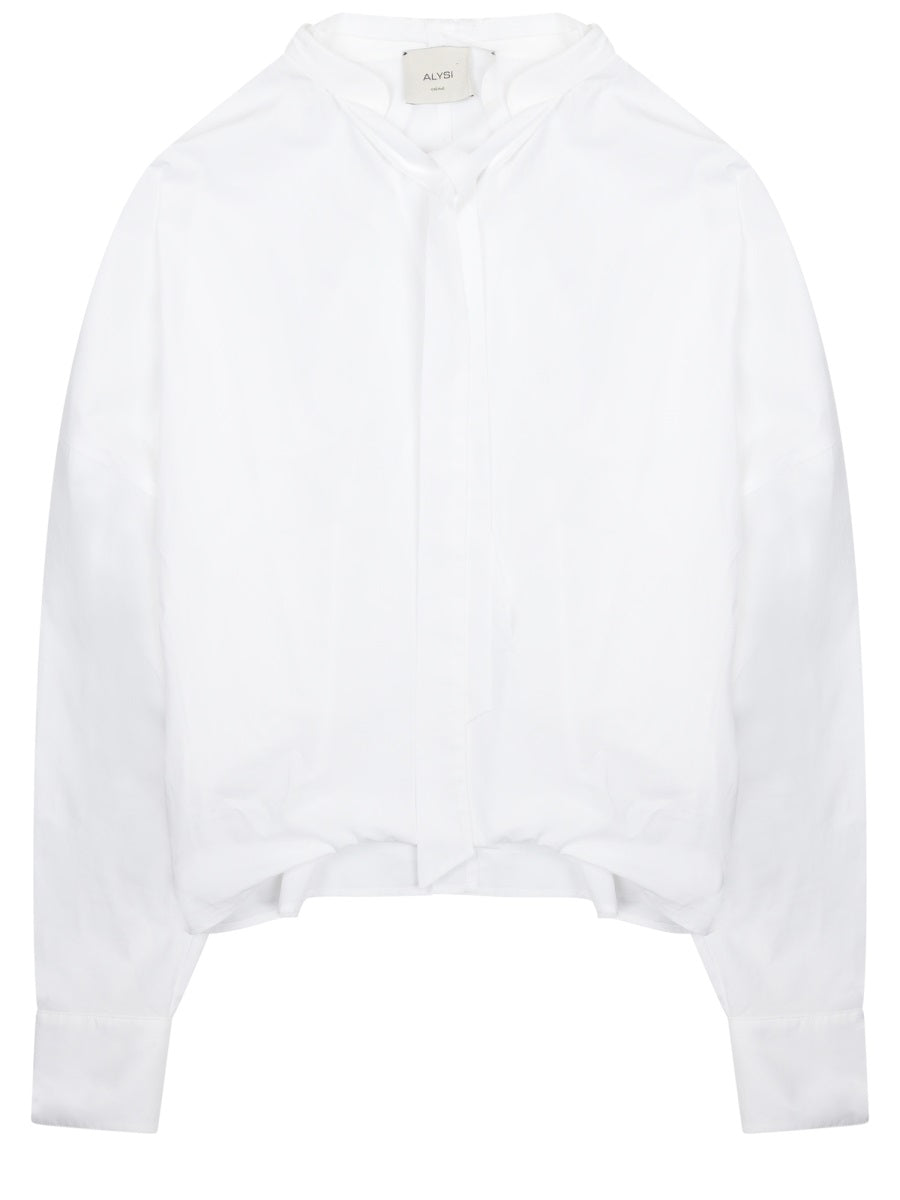 Alysi Bow-Neck Cotton Shirt — White by Alysi