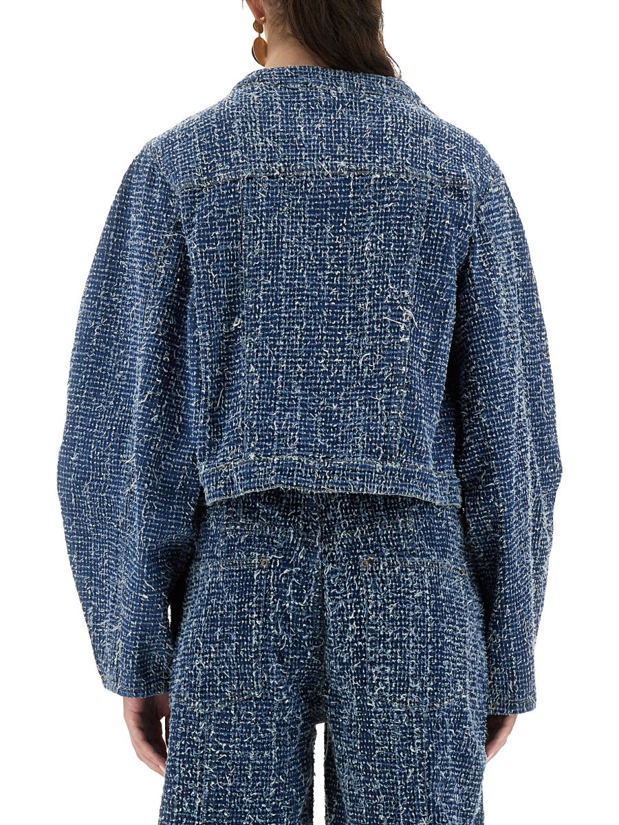Rotate Birger Christensen Round Sleeve Cotton Jacket — Blue by Rotate Birger Christensen