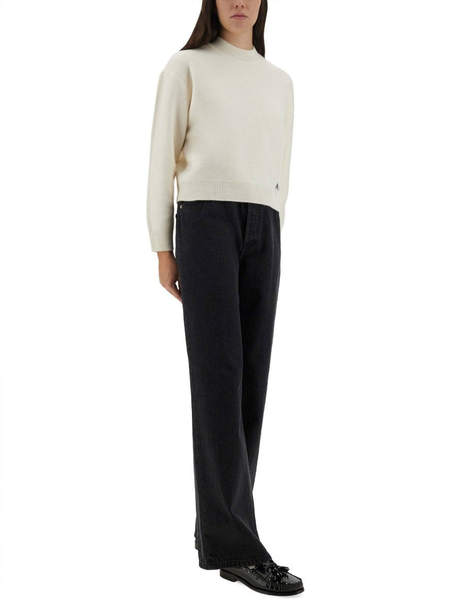 A.P.C. Wide Leg Cotton Jeans — Black, view 3