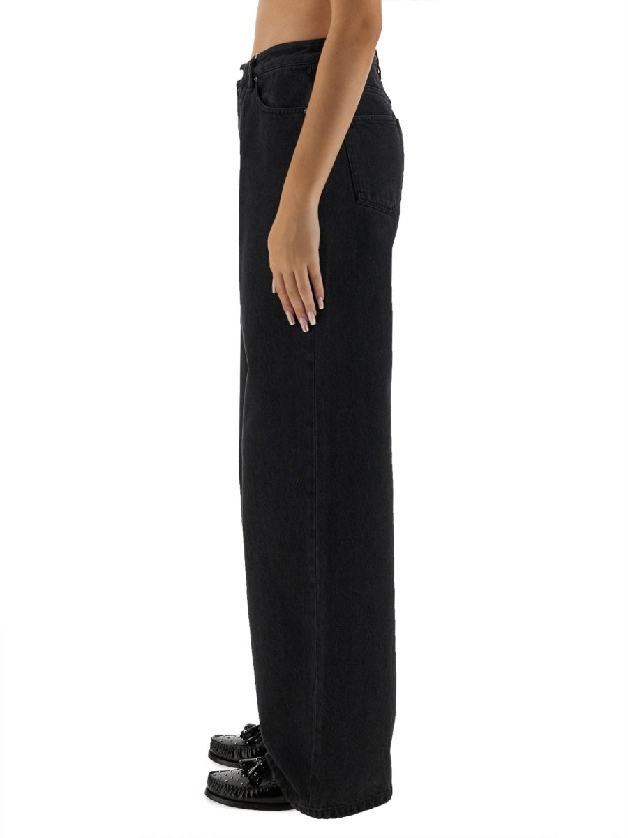 A.P.C. Wide Leg Cotton Jeans — Black, view 4