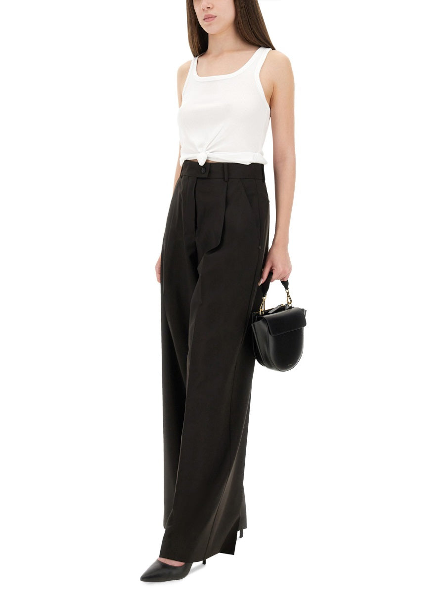 Sportmax Virgin Wool Trousers — Brown, view 4