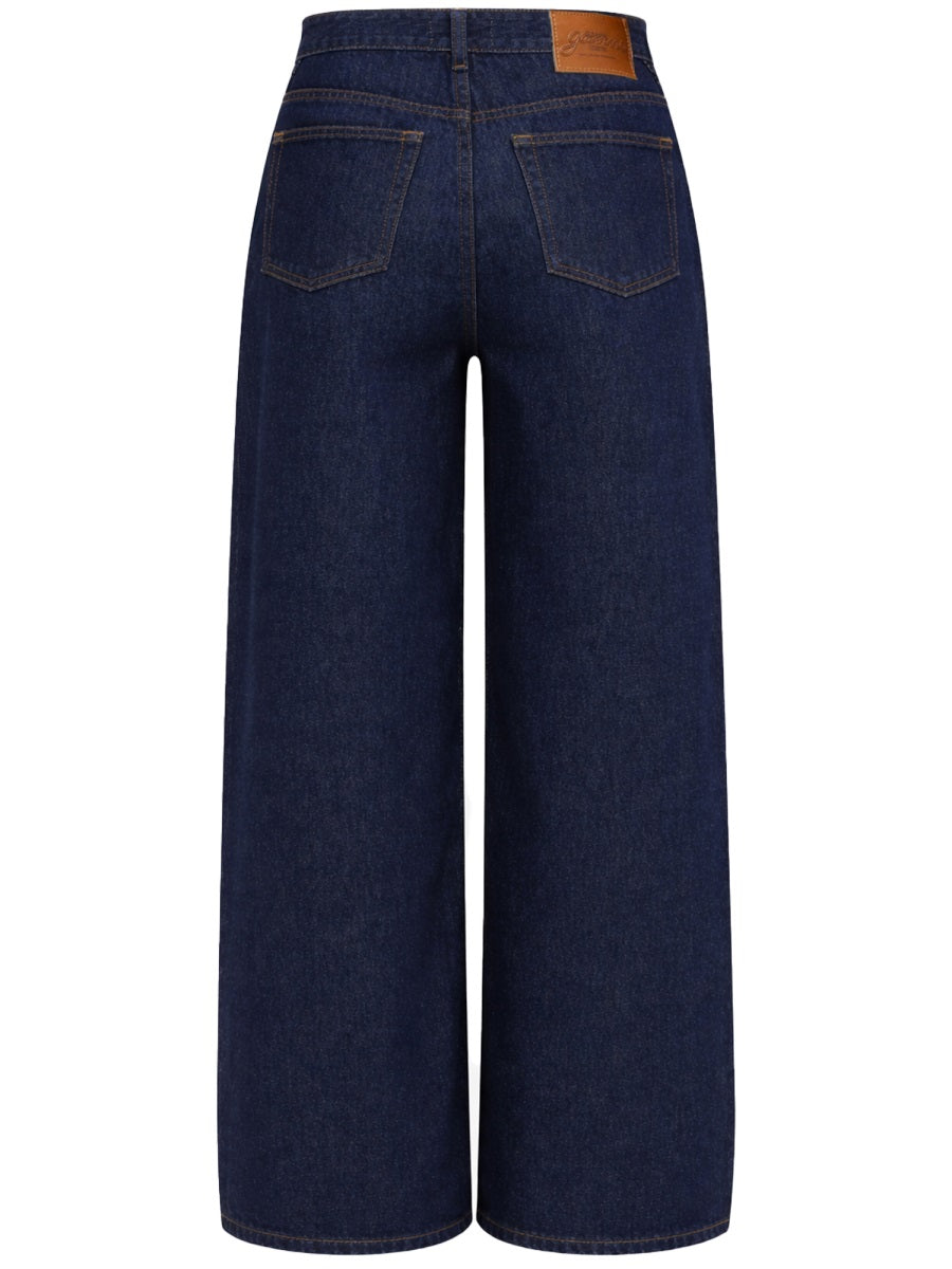 Ganni Organic Cotton Straight Leg Jeans — Blue, view 2