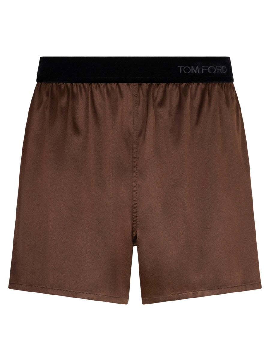 Tom Ford Silk Pajama Shorts — Brown by Tom Ford