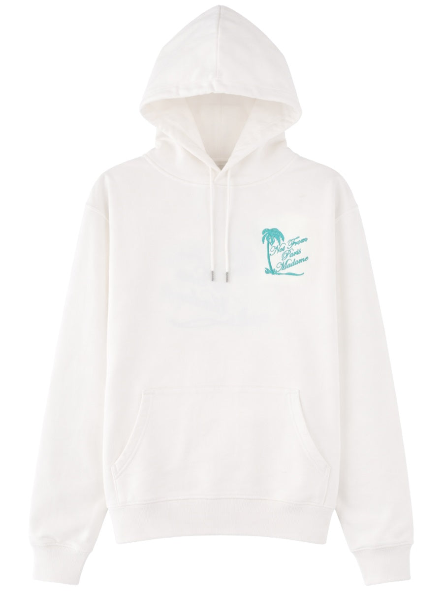 DrôLe De Monsieur Slogan Palm Print Sweatshirt — White by Drole De Monsieur