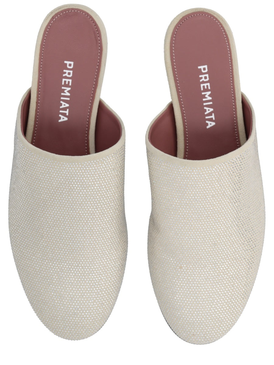 Premiata Rhinestone-Embellished Flat — Beige, view 3