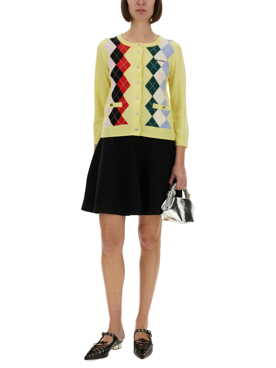 Ganni Jacquard Cashmere Cardigan — Multicolor, view 4