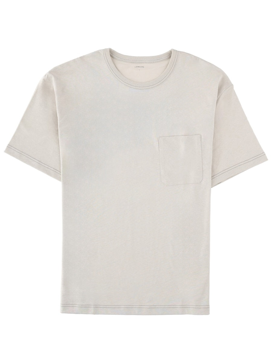 Lemaire Cotton-Linen Chest Pocket T-Shirt — White by Lemaire