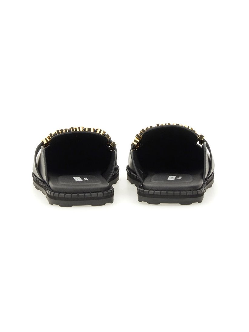 Moschino Leather Logo Sabot — Black, view 2