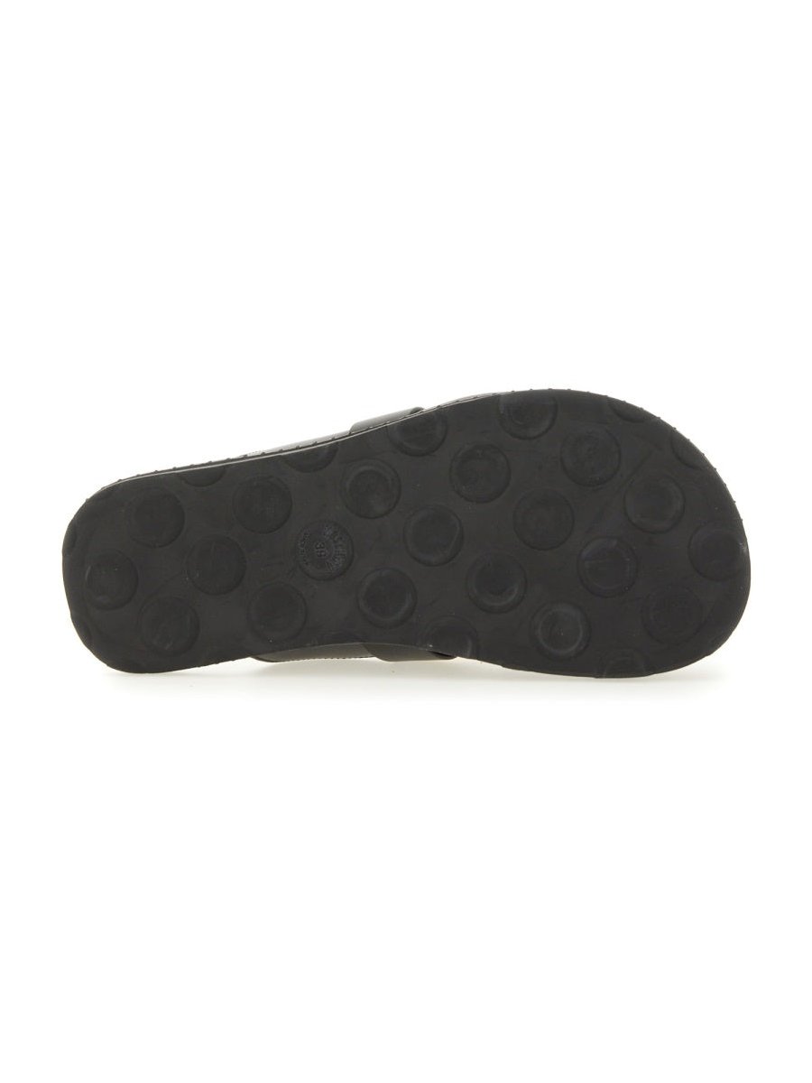 Moschino Leather Logo Sabot — Black, view 5