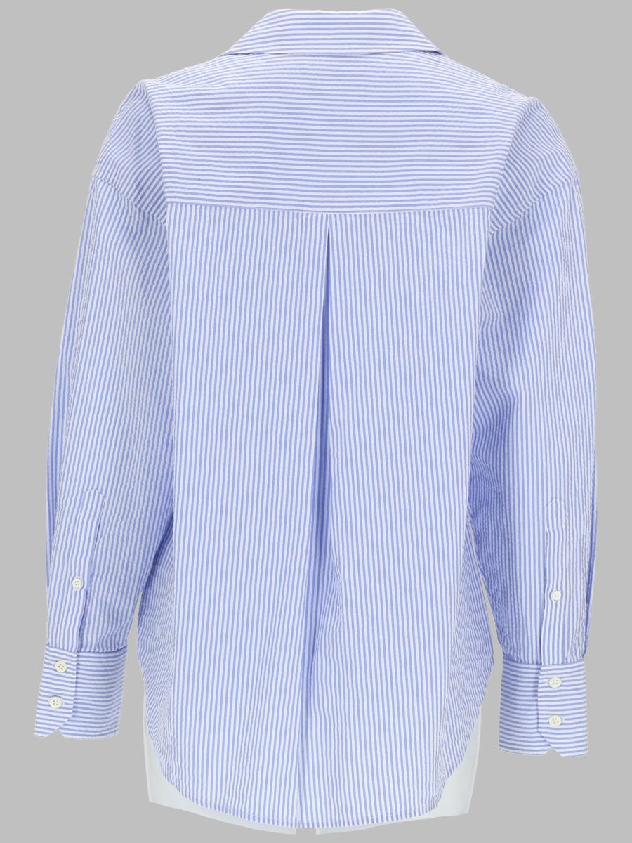 Mc2 Saint Barth Striped Cotton with Embroidery Shirt — Blue, view 2