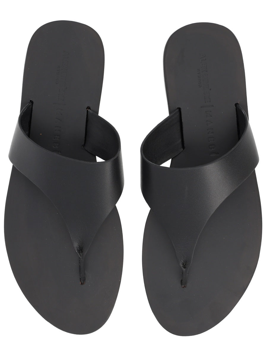 Manebi Goat Leather Sandals — Black, view 3