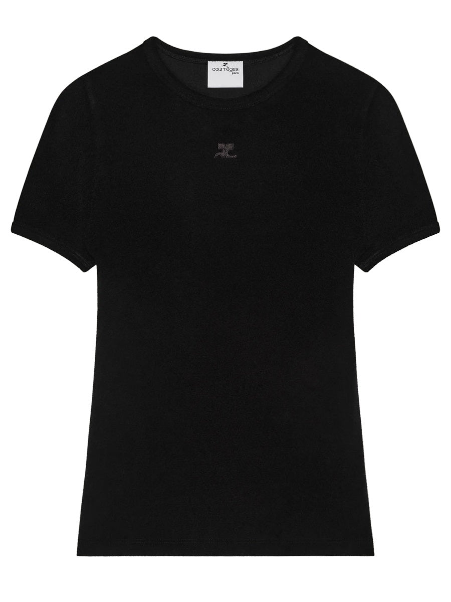 CourrèGes Viscose Spongy T-Shirt — Black by Courreges