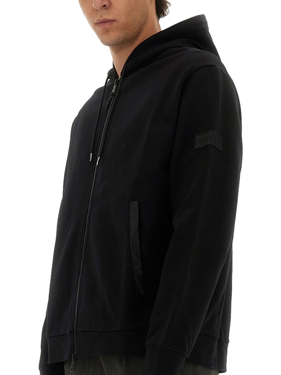 Premiata Cotton Zip Sweatshirt — Black, view 2