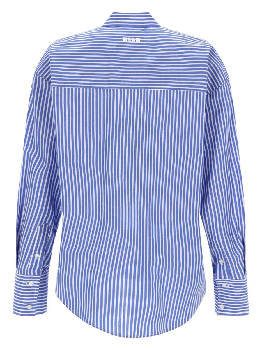 MSGM Logo Cotton Shirt — Blue, view 2