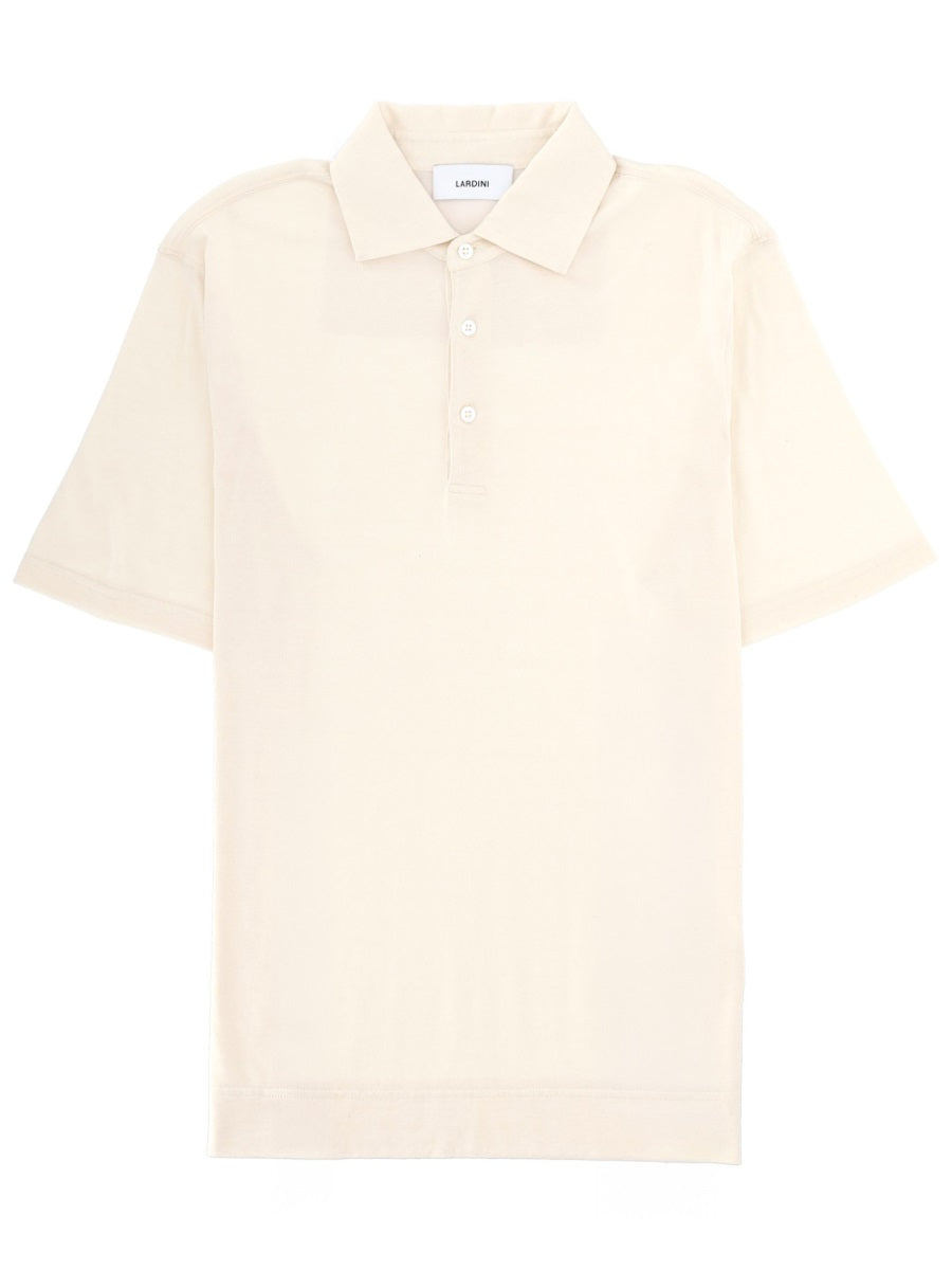 Lardini Cotton and Silk Polo Shirt — White by Lardini
