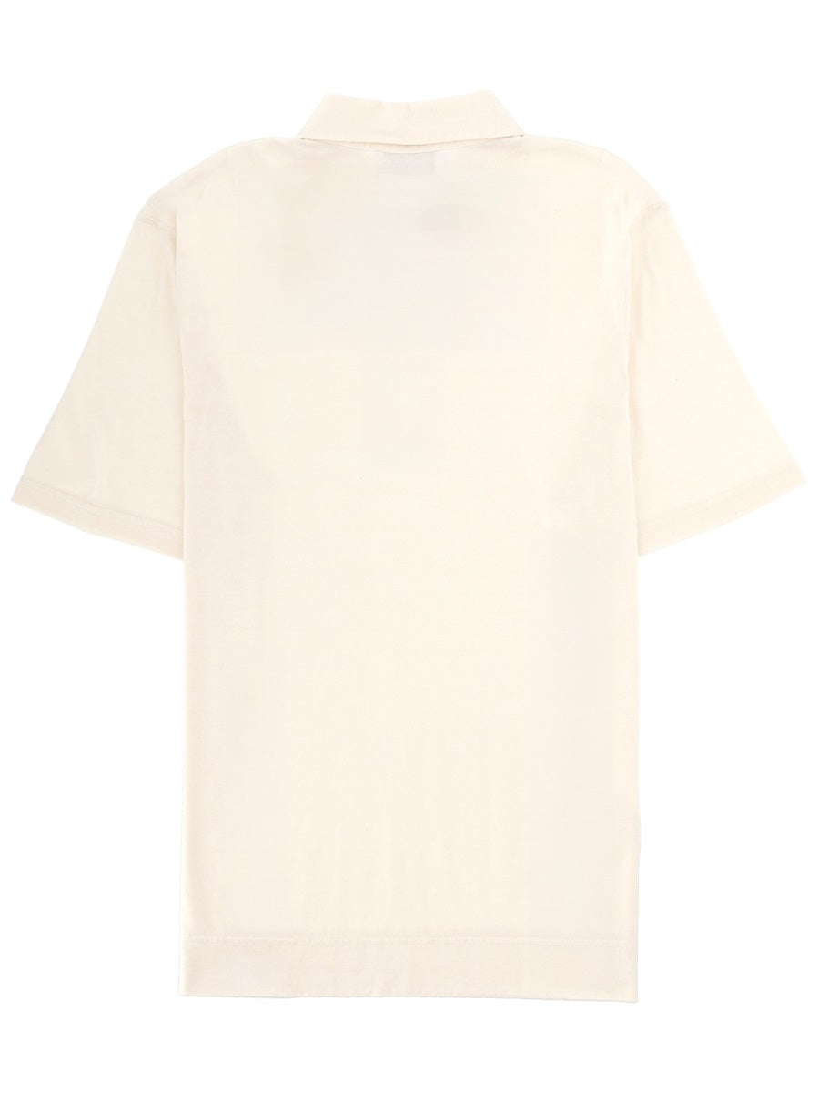 Lardini Cotton and Silk Polo Shirt — White, view 2