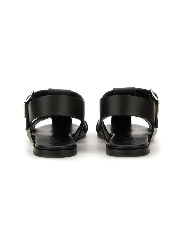 Aeyde Calf Leather Sandals — Black, view 2