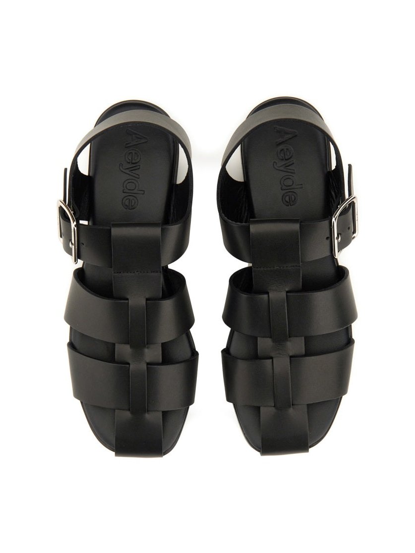 Aeyde Calf Leather Sandals — Black, view 5