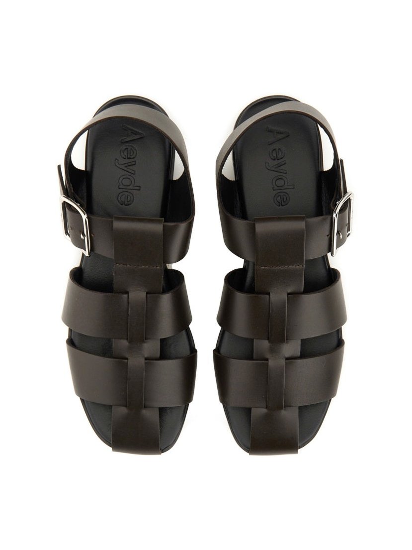 Aeyde Calf Leather Sandal — Brown, view 5