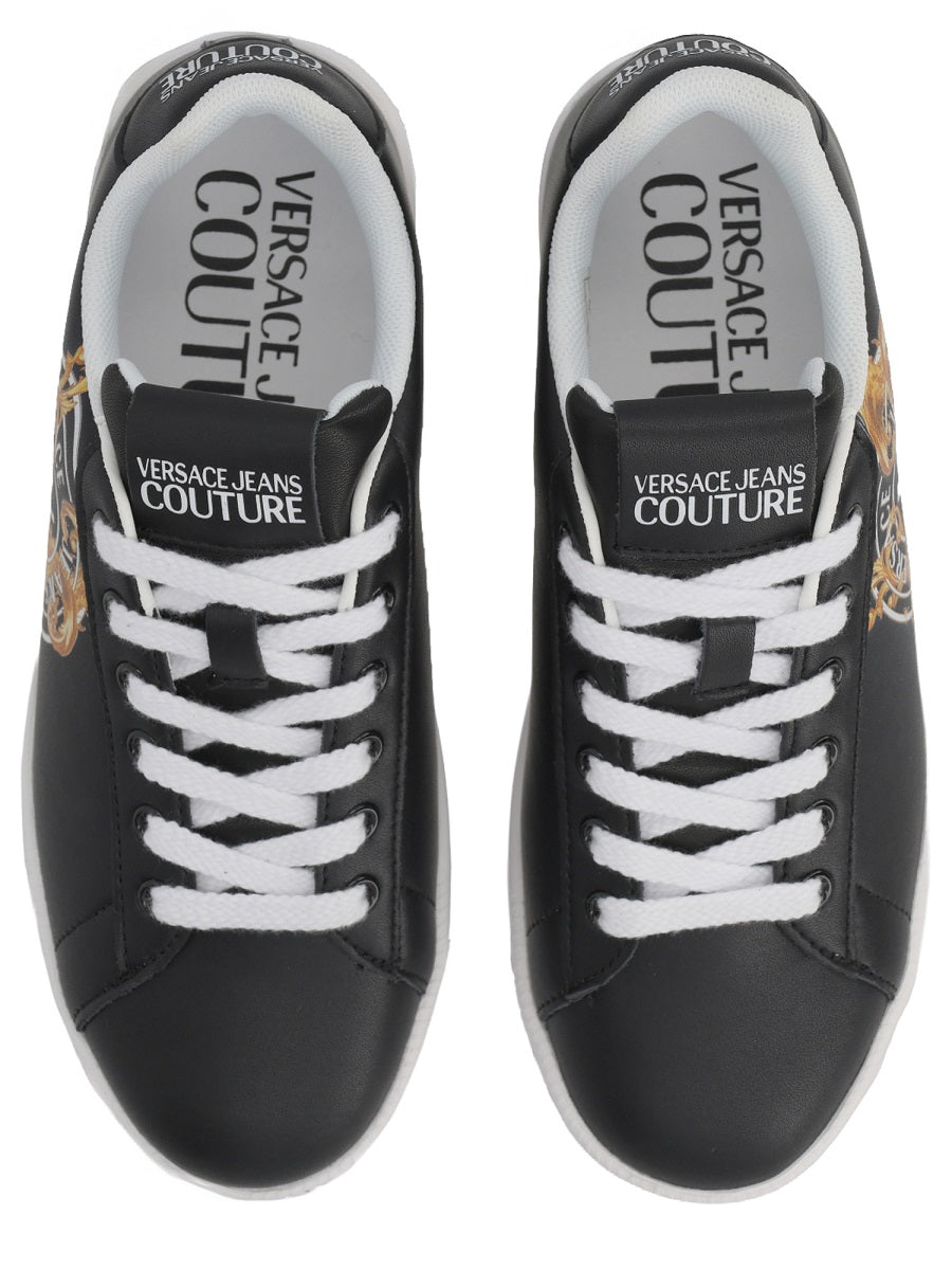 Versace Jeans Couture Wave Leather Sneaker — Black, view 3