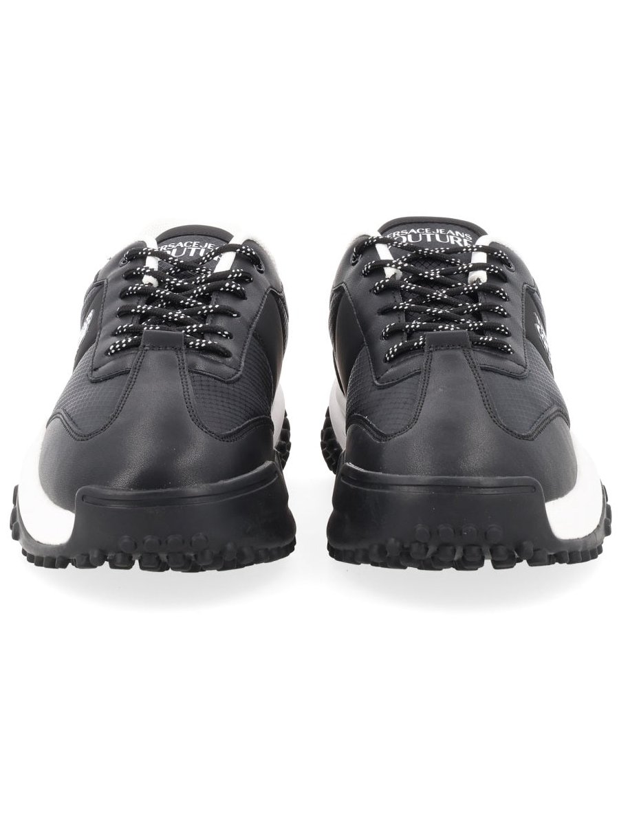 Versace Jeans Couture Logo-Embroidered Leather Mix Sneakers — Black by Versace Jeans Couture