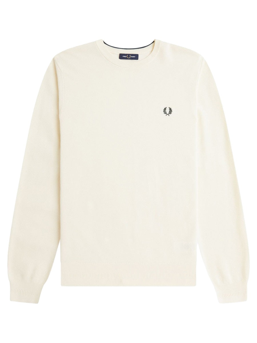Fred Perry Logo Cotton Knit Sweater — Powder, view 2