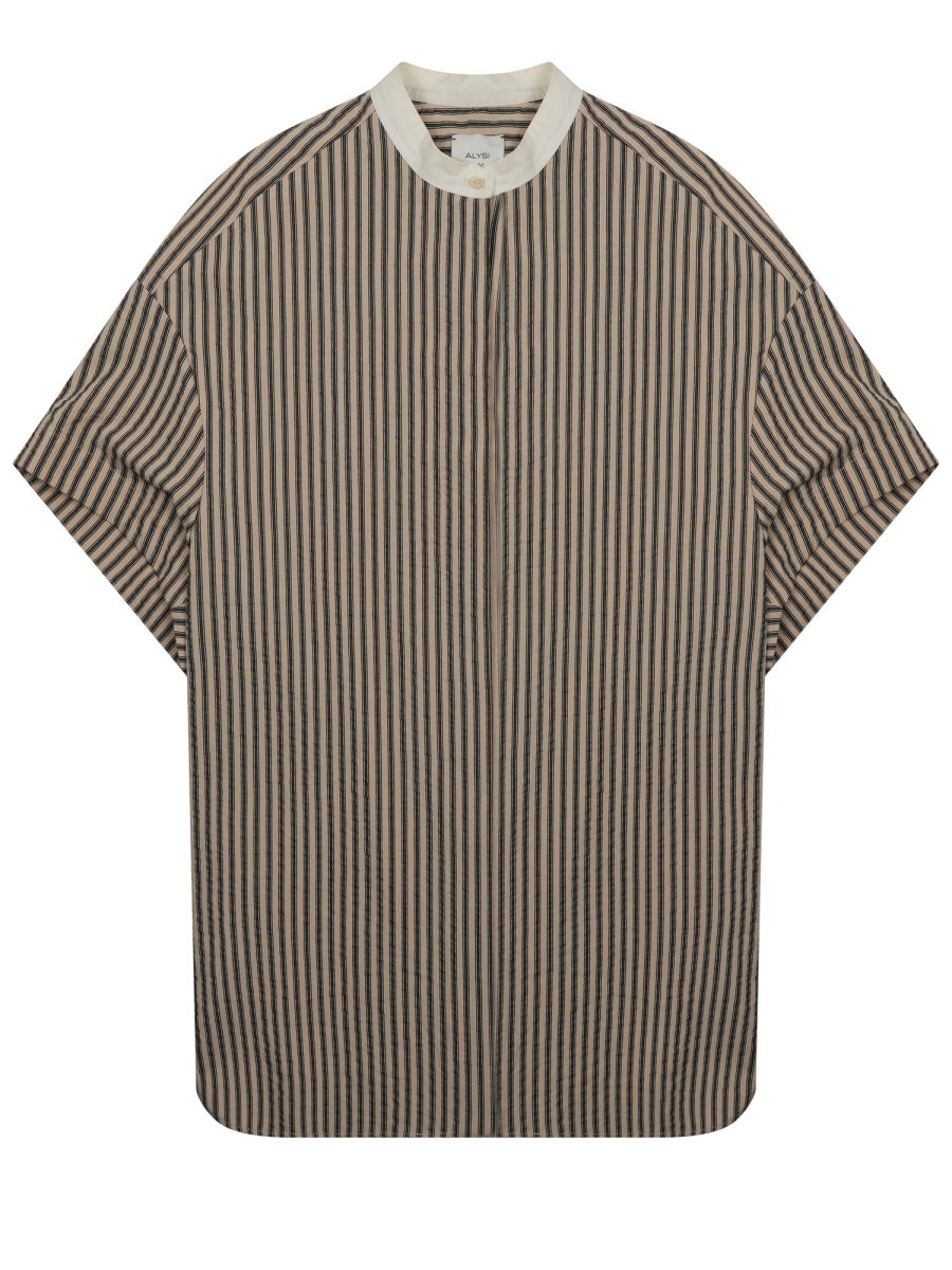 Alysi Striped Viscose-Blend Mini Dress — Beige by Alysi