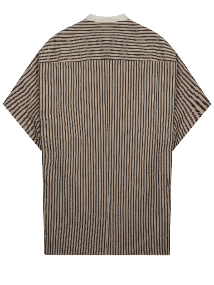 Alysi Striped Viscose-Blend Mini Dress — Beige, view 2