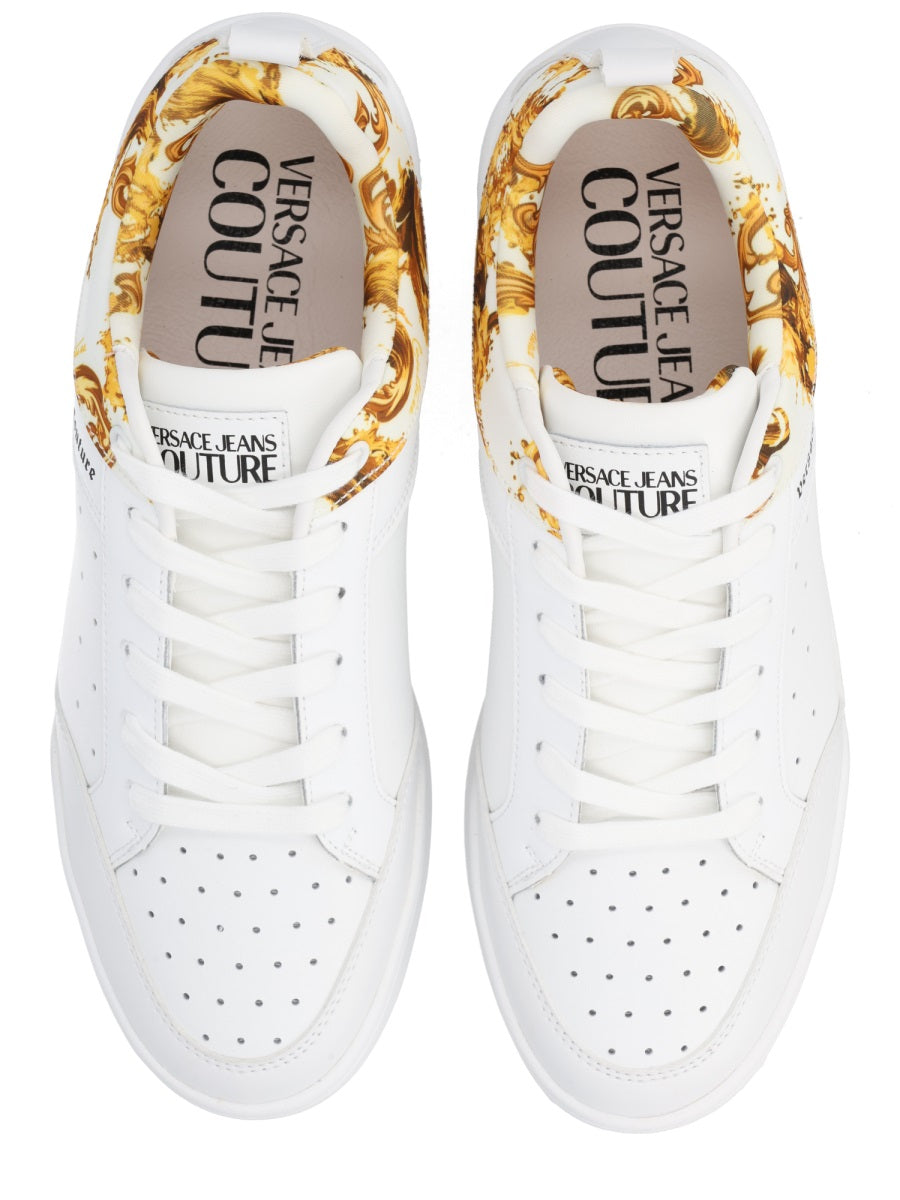 Versace Jeans Couture Woven Weave Motif Sneakers — White, view 3