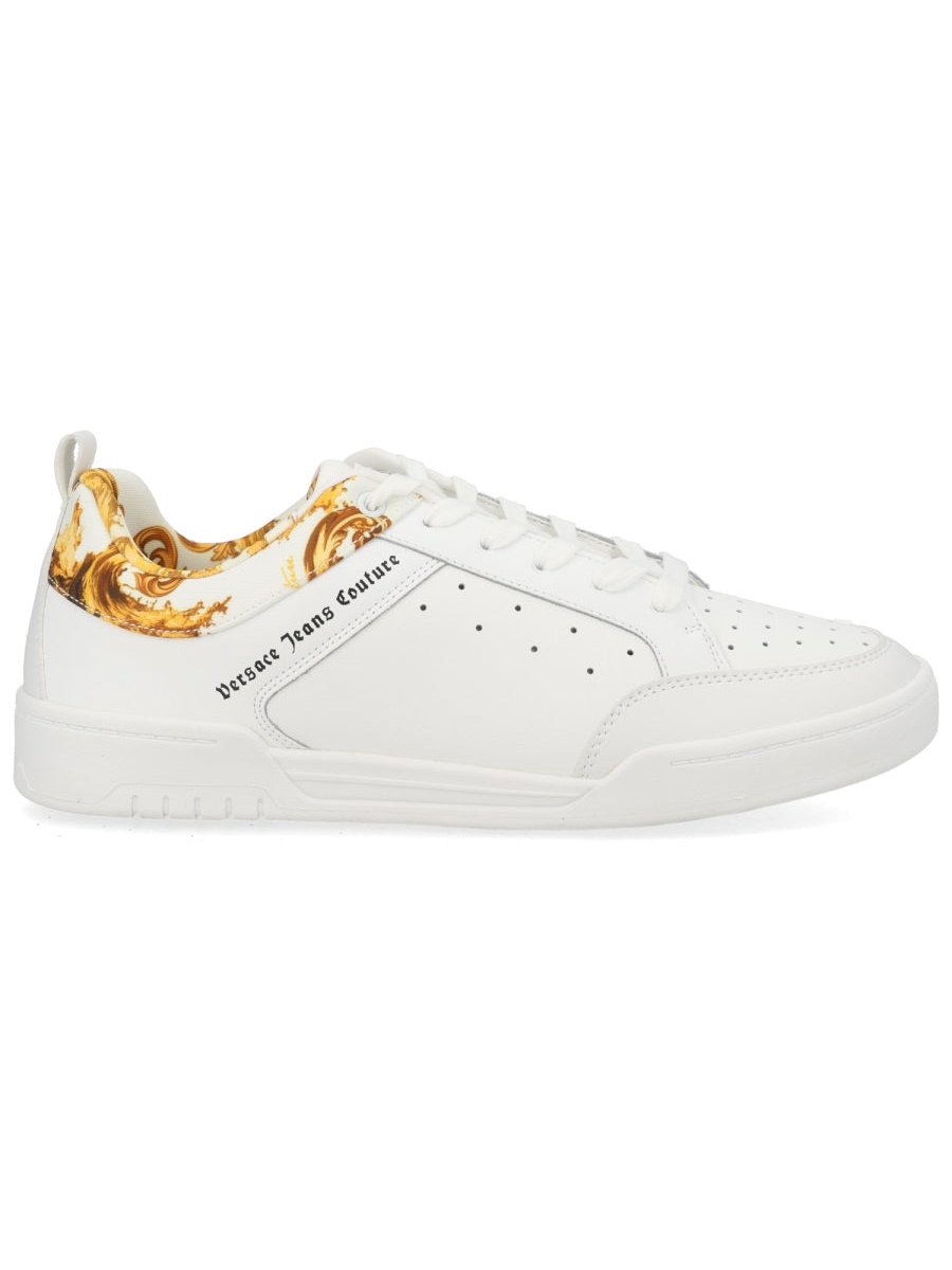 Versace Jeans Couture Woven Weave Motif Sneakers — White, view 5