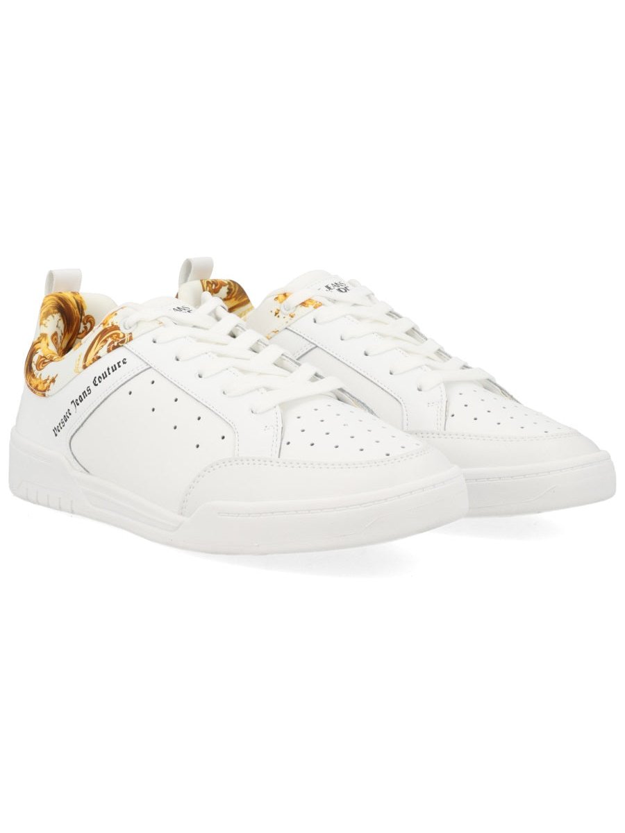 Versace Jeans Couture Woven Weave Motif Sneakers — White, view 6