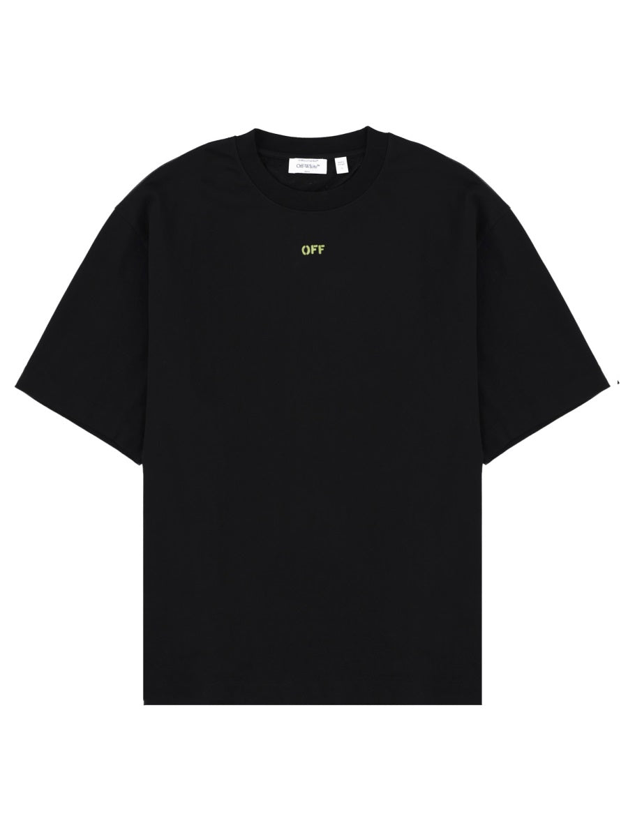 Off-White Logo-Embroidered Cotton T-Shirt — Black by Off-White