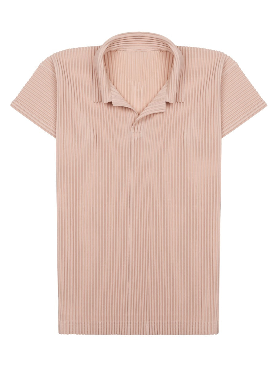 Issey Miyake Polo-Collar Polyester T-Shirt — Pink by Issey Miyake