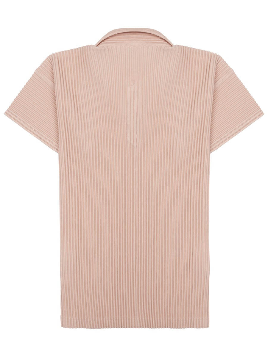 Issey Miyake Polo-Collar Polyester T-Shirt — Pink, view 2