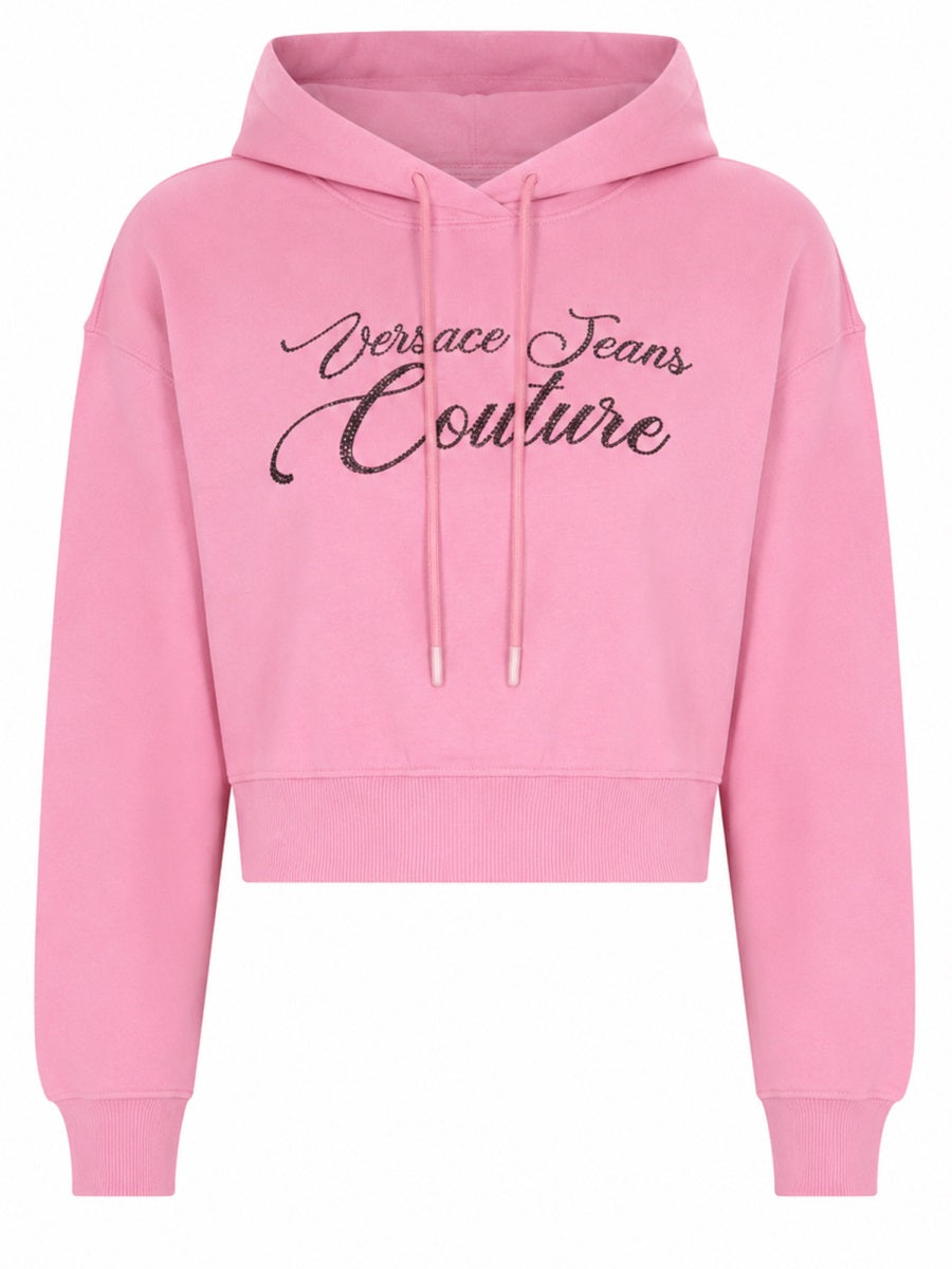 Versace Jeans Couture Cropped Cotton Sweatshirt — Pink by Versace Jeans Couture
