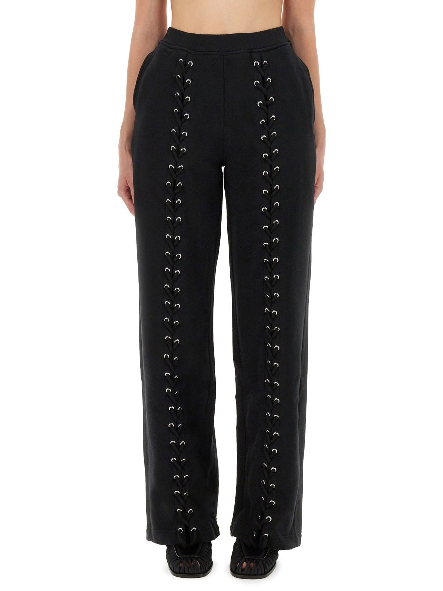Rotate Birger Christensen Lace-Up Organic Cotton Trousers — Black by Rotate Birger Christensen