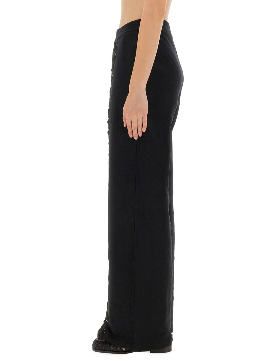 Rotate Birger Christensen Lace-Up Organic Cotton Trousers — Black, view 2