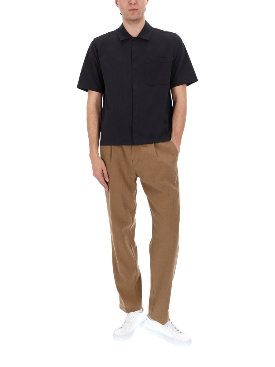 Herno Tailored Linen-Cotton Trousers — Brown by Herno