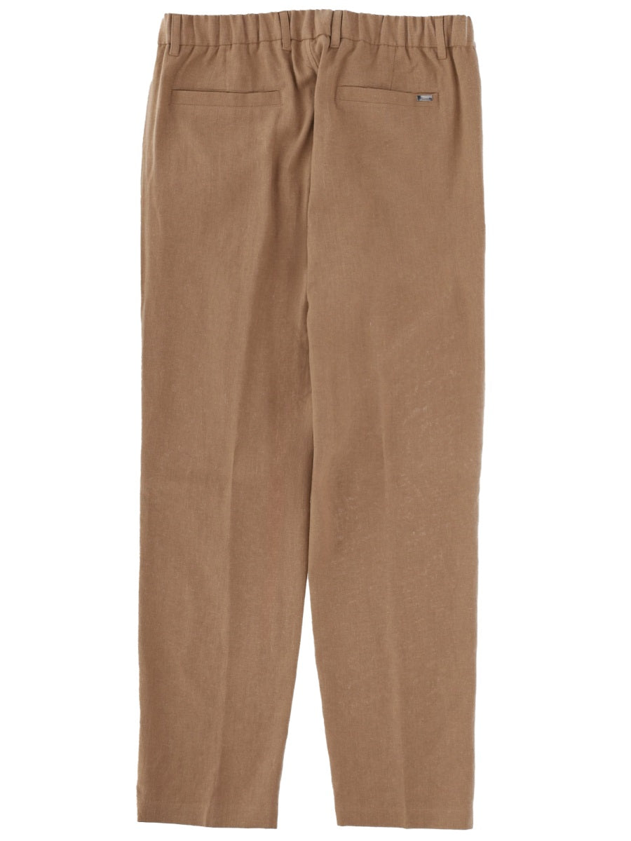 Herno Tailored Linen-Cotton Trousers — Brown, view 6