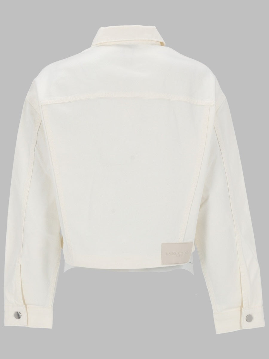 Maison Kitsuné Denim Trucker Jacket — White, view 2