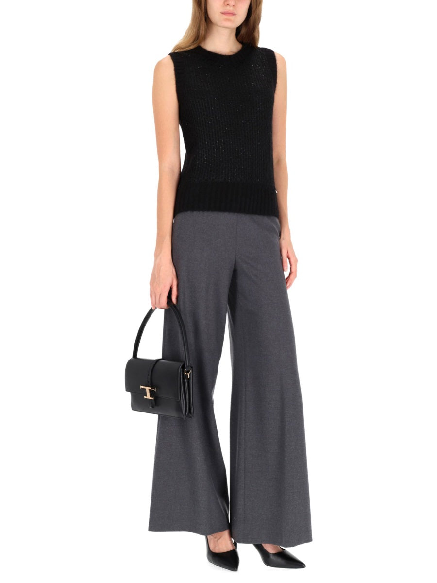 Herno Metallic Sequined Alpaca Vest — Black, view 4