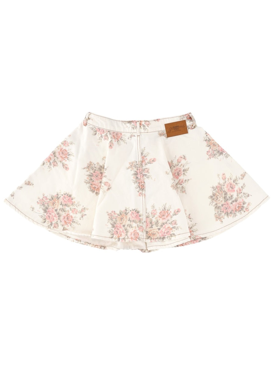 Ganni Organic Cotton Denim Miniskirt — White by Ganni