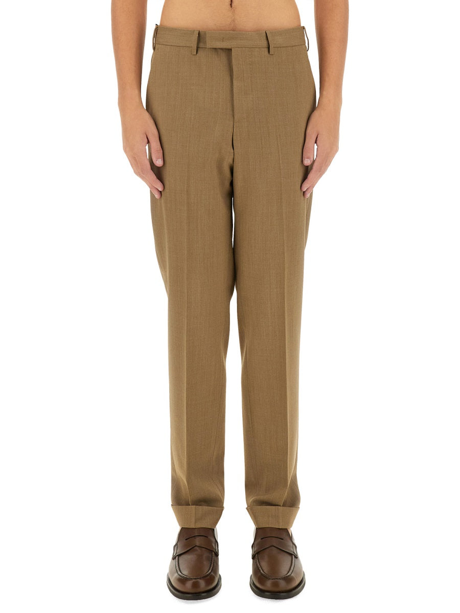 Pt Torino Straight-Leg Virgin Wool Blend Trousers — Beige, view 2