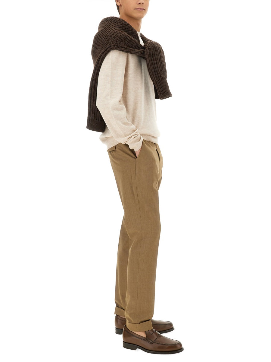 Pt Torino Straight-Leg Virgin Wool Blend Trousers — Beige, view 3