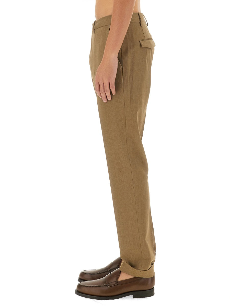 Pt Torino Straight-Leg Virgin Wool Blend Trousers — Beige, view 4