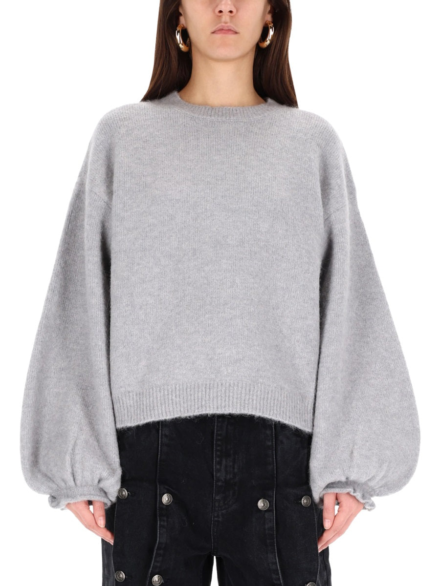 Rotate Birger Christensen Wide Sleeve Wool Blend Sweater — Gray, view 3