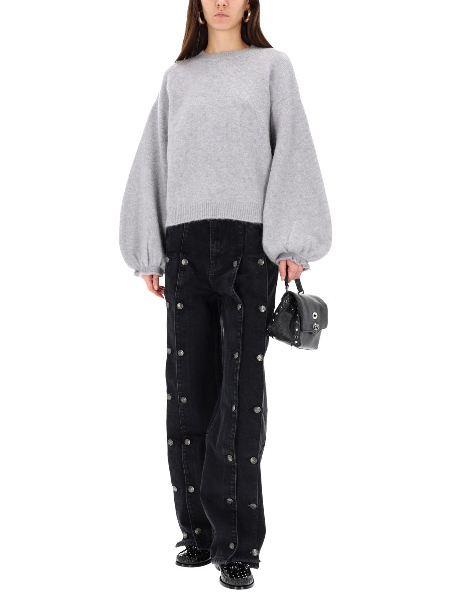 Rotate Birger Christensen Wide Sleeve Wool Blend Sweater — Gray, view 4