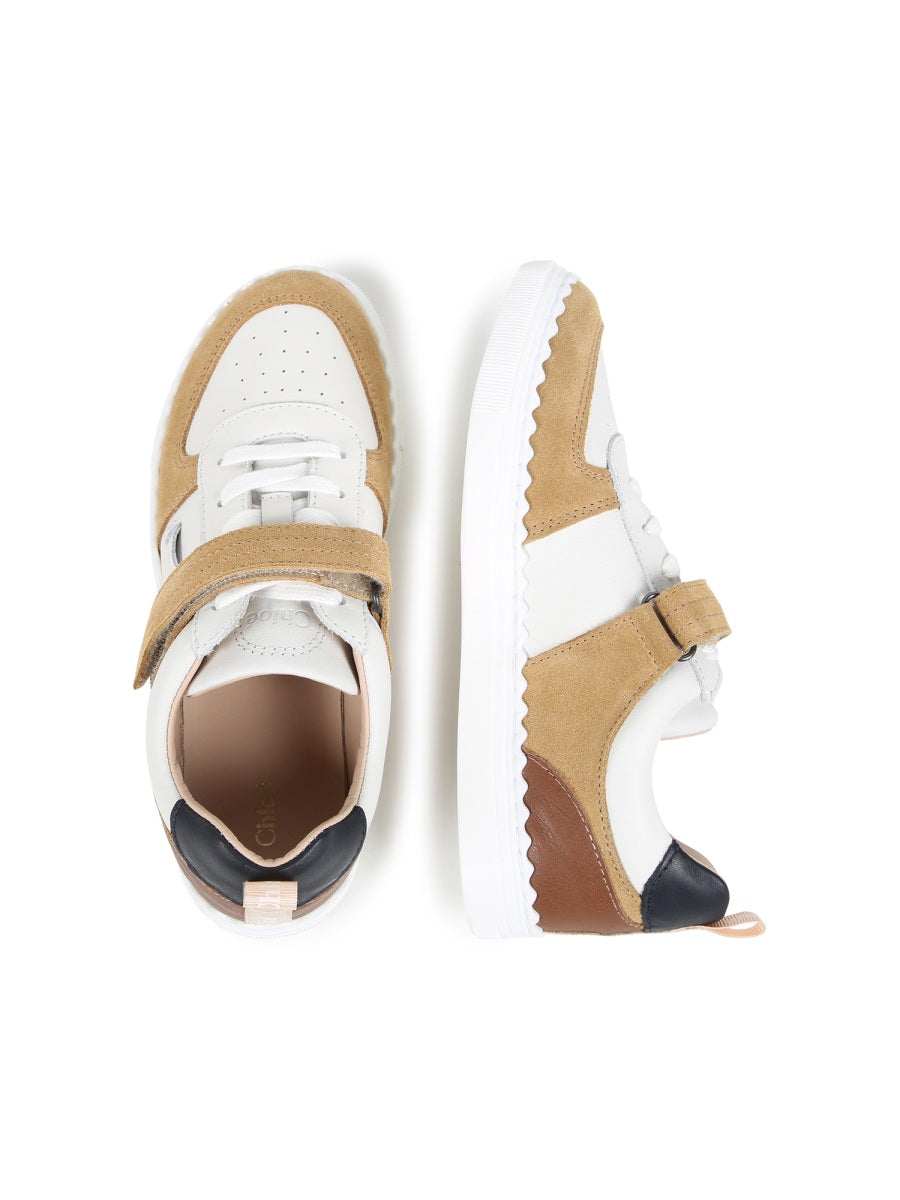 Chloé Leather Sneaker — Beige, view 6