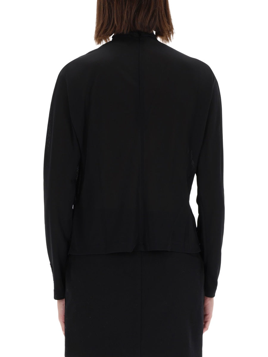 Versace Jeans Couture Draped Collar Shirt — Black by Versace Jeans Couture